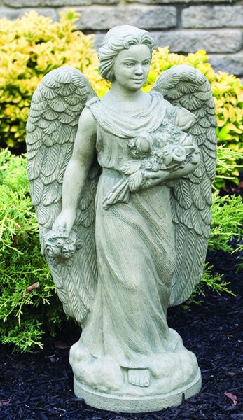 Rosebud Angel Garden Rose Cement Statue